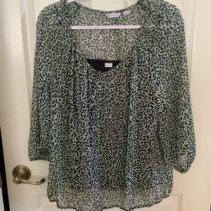 Liz Claiborne - Sheer Anima Print with blue shell